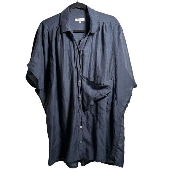 Equipment Femme Blue Button Up Top Cotton Silk Womens L Slouchy Beach Oversized - Picture 1 of 9